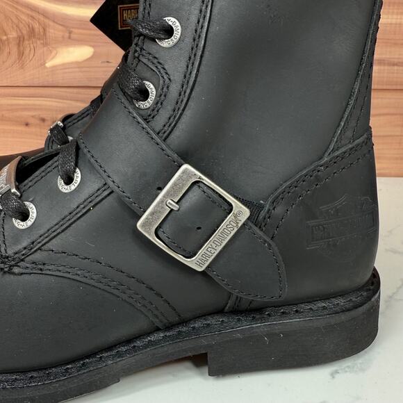 Harley Davidson Ranger Combat Boots Black Leather Zip Buckle Mens size US 8 M - Picture 11 of 15